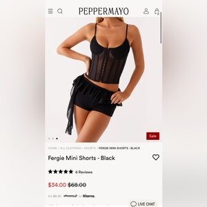 Peppermayo black shorts. Size 2. Worn once, no imperfections